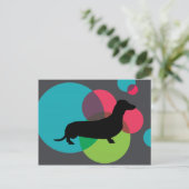 Schwarze Dackel mit hellen Punktmustern Postkarte (Stehend Vorderseite)