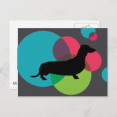 Schwarze Dackel mit hellen Punktmustern Postkarte (Vorne/Hinten)