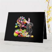 SCHWARZE Dackel Ostereier Baumhunde Bunny Eastes Karte (Gelbe Blume)