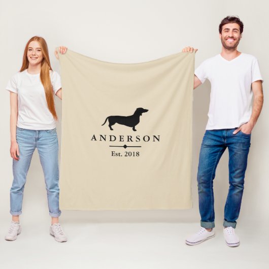 Schwarze Dackel-Silhouette u. Taupe | Fleecedecke (Beispiel)