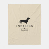 Schwarze Dackel-Silhouette u. Taupe | Fleecedecke (Vorderseite)