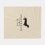 Schwarze Dackel-Silhouette u. Taupe | Fleecedecke (Vorderseite (Horizontal))