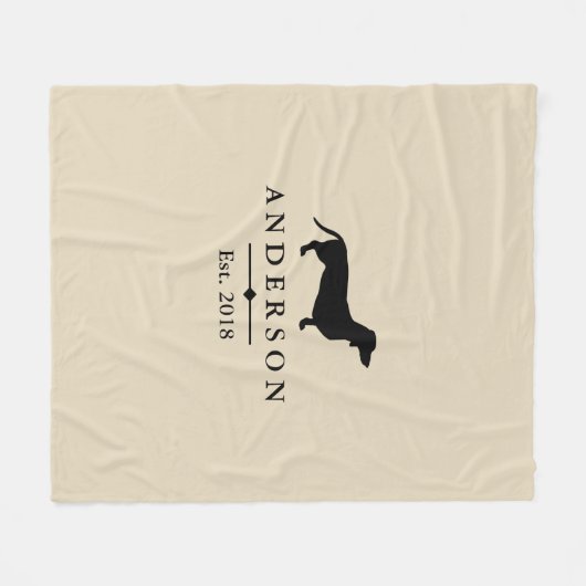 Schwarze Dackel-Silhouette u. Taupe | Fleecedecke (Vorderseite (Horizontal))