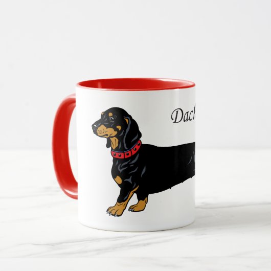 schwarze Dackel Tasse (Vorderseite Links)