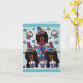 Schwarze Dackeln mit langer Haare Karte (Gelbe Blume)