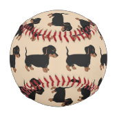 Schwarze Dackeln Muster Baseball (Rückseite)