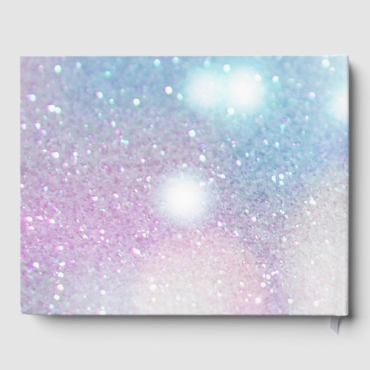 Schwarze Damaskalspitze und pastellfarbene Glitzer Gästebuch (Rückseite)