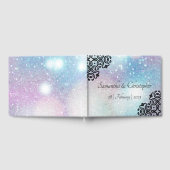 Schwarze Damaskalspitze und pastellfarbene Glitzer Gästebuch (Voll)