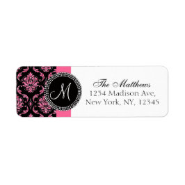 Schwarze Damaske Rosa Glitzer gedruckt Monogramm