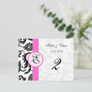 Schwarze Damaske Rosa Wirbel Tischnummer Cards