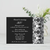 Schwarze Damaskelmuster Einladung (Stehend Vorderseite)