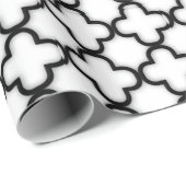 Schwarze Damasken auf Weiß Geschenkpapier (Rolleneckpunkt)