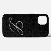 Schwarze Damasken, Buchstabe L Diamanten Case-Mate iPhone Hülle (Rückseite (Horizontal))