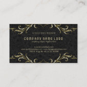 Schwarze Damasken mit Glitzer-Blumenrahmen Visitenkarte (Rückseite)