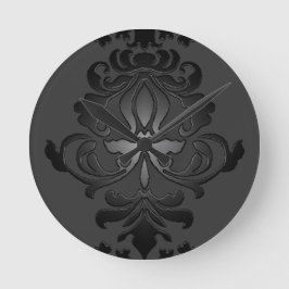 Schwarze Damaskenmauer Runde Wanduhr