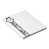 Schwarze Damaskus-Grenze und Monogramm Notizblock (angewinkelt)