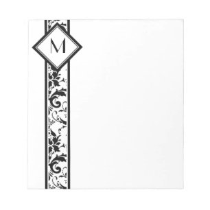 Schwarze Damaskus-Grenze und Monogramm Notizblock