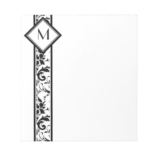 Schwarze Damaskus-Grenze und Monogramm Notizblock (Vorderseite)