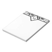 Schwarze Damaskus-Grenze und Monogramm Notizblock (Rotiert)
