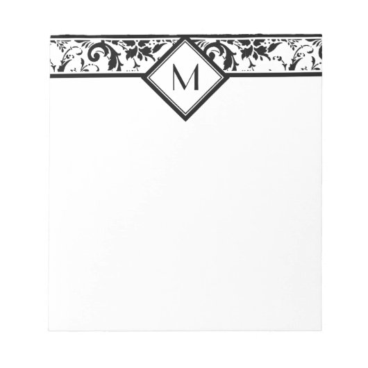 Schwarze Damaskus-Grenze und Monogramm Notizblock (Vorderseite)