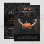 Schwarze Damaskus Halloween-Fotokarte Einladung (Vorne/Hinten)