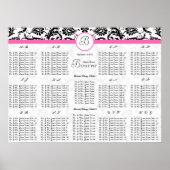 Schwarze Damaskus-Hot-Rosa-Trimm-Sitzkarte Poster (Vorne)