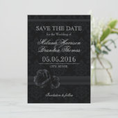 Schwarze Damaskus-Rose Speichern der Datumskarten Save The Date (Stehend Vorderseite)