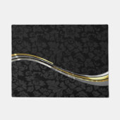 Schwarze Damaskus Silver & Gold Akzente Fußmatte (Vorderseite)