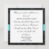 Schwarze Damast-Geburtstags-Maskerade-Einladungen Einladung (Rückseite)