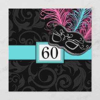 Schwarze Damast-Geburtstags-Maskerade-Einladungen Einladung