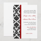Schwarze Damast-Hochzeitseinladung Einladung (Vorne/Hinten)