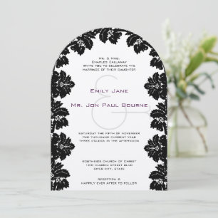 Schwarze Damast-Hochzeitseinladungen Einladung