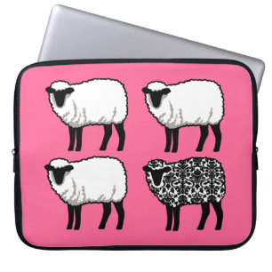 Schwarze Damast Laptopschutzhülle