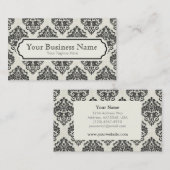 Schwarze Damast-Muster-Visitenkarte Visitenkarte (Vorne/Hinten)