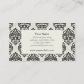 Schwarze Damast-Muster-Visitenkarte Visitenkarte (Rückseite)