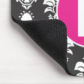 Schwarze Damast-Rosa-Kreis Mousepad Initiale "k " (Ecke)