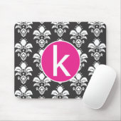 Schwarze Damast-Rosa-Kreis Mousepad Initiale "k " (Mit Mouse)