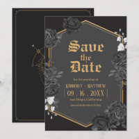 Schwarze Damast-Rosen-Hochzeit Save The Date