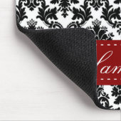 Schwarze Damast-Spitze Broquade personalisiertes Mousepad (Ecke)