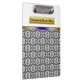 Schwarze Damaste auf Weiß Klemmbrett (Rechts)