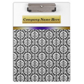 Schwarze Damaste auf Weiß Klemmbrett (Vorderseite)