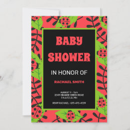 Schwarze-Dame-Käfer in der Waldbaby-Dusche Einladung