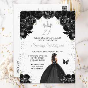 Schwarze Dark Skin Prinzessin Geburtstagsfeier Postkarte