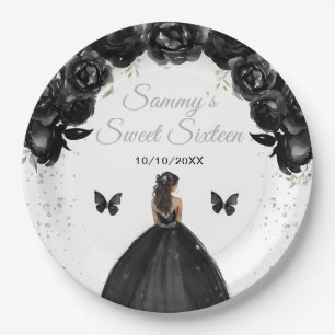 Schwarze Dark Skin Prinzessin Sweet Sixteen Pappteller