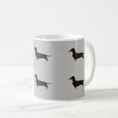Schwarze Daschund-Grau-Tasse Kaffeetasse (VorderseiteRechts)