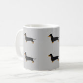 Schwarze Daschund-Grau-Tasse Kaffeetasse (Vorderseite Links)