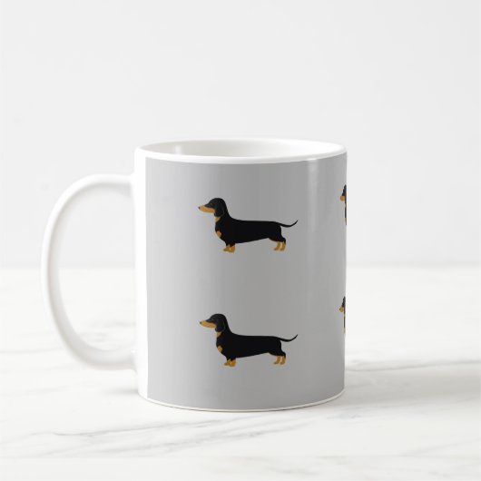 Schwarze Daschund-Grau-Tasse Kaffeetasse (Links)