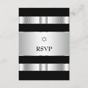 Schwarze Davidstern Bar Mizwa RSVP-Karten in Silbe RSVP Karte