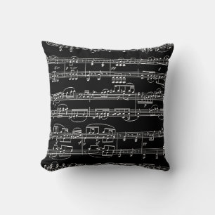 schwarze Dekoration zum Thema Musik Kissen