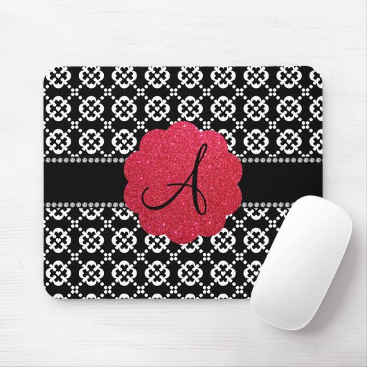 Schwarze dekorative Herzen des Monogramms Mousepad (Mit Mouse)